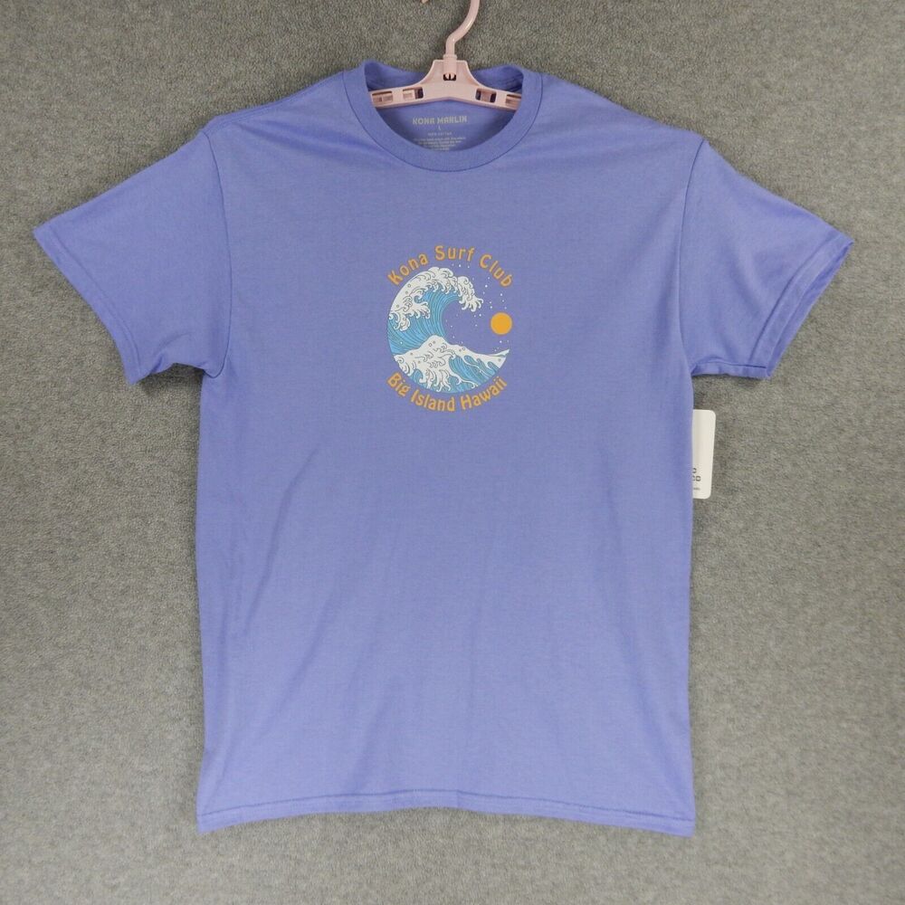 Kona Surf Club Womens TShirt Large Purple Big Island Hawaii Wave Sun Ocean Sea